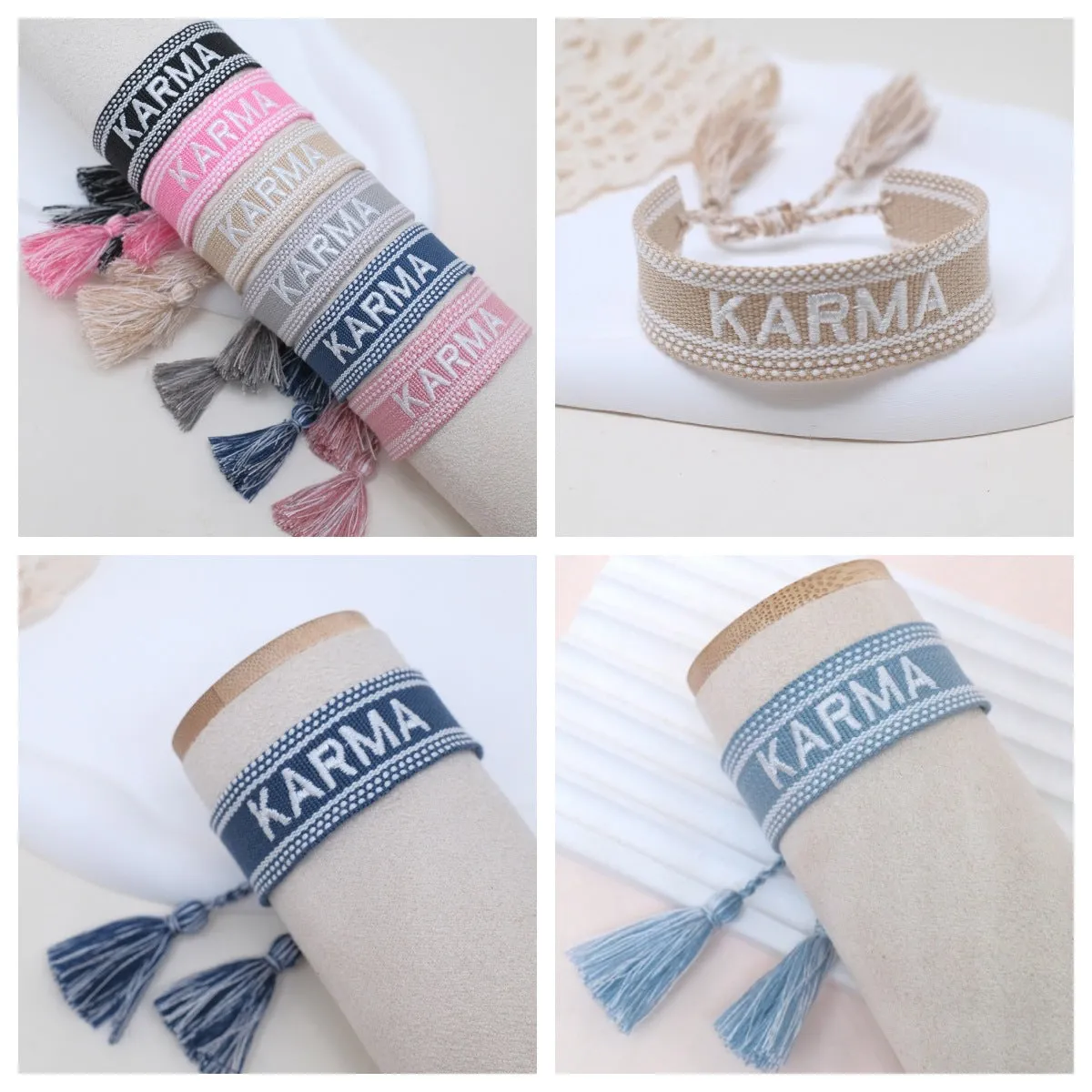 Wholesale Cord Letter Embroiderable Woven Tassel Bracelet