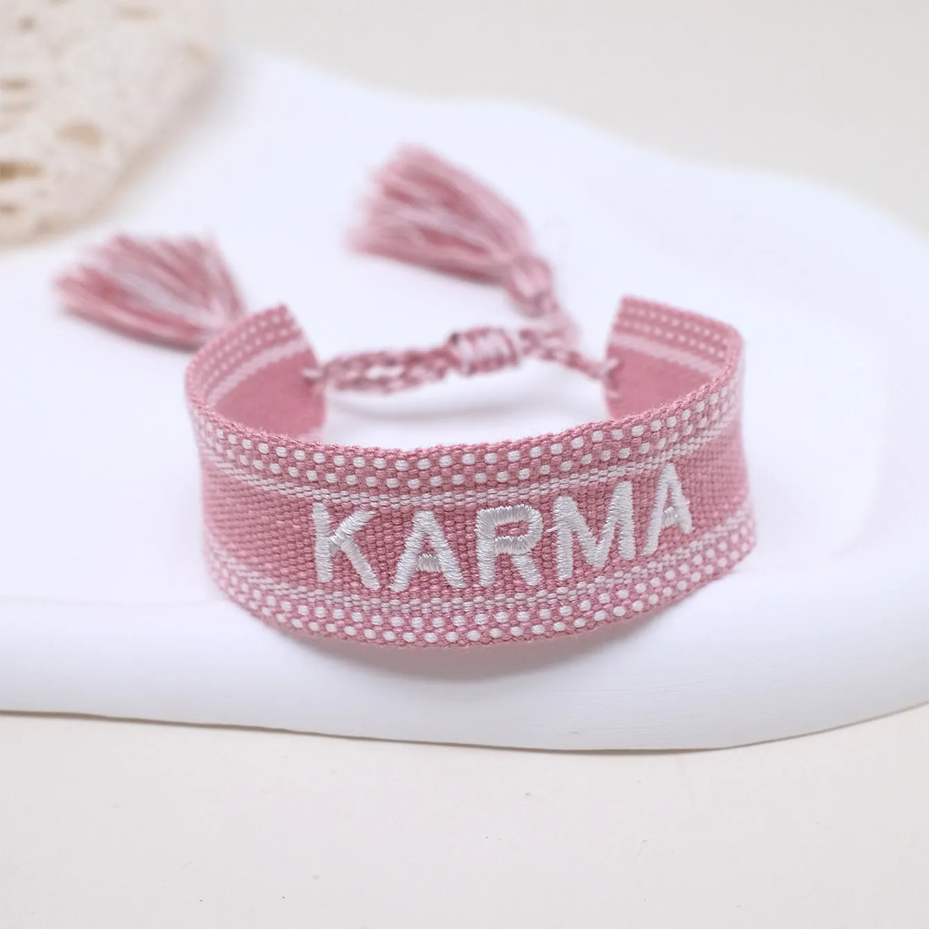 Wholesale Cord Letter Embroiderable Woven Tassel Bracelet