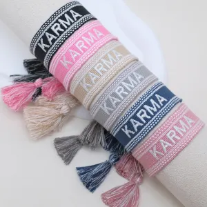 Wholesale Cord Letter Embroiderable Woven Tassel Bracelet
