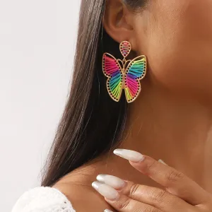 Wholesale Cotton Thread Braided Butterfly Bohemian Ethnic Style Alloy Earrings