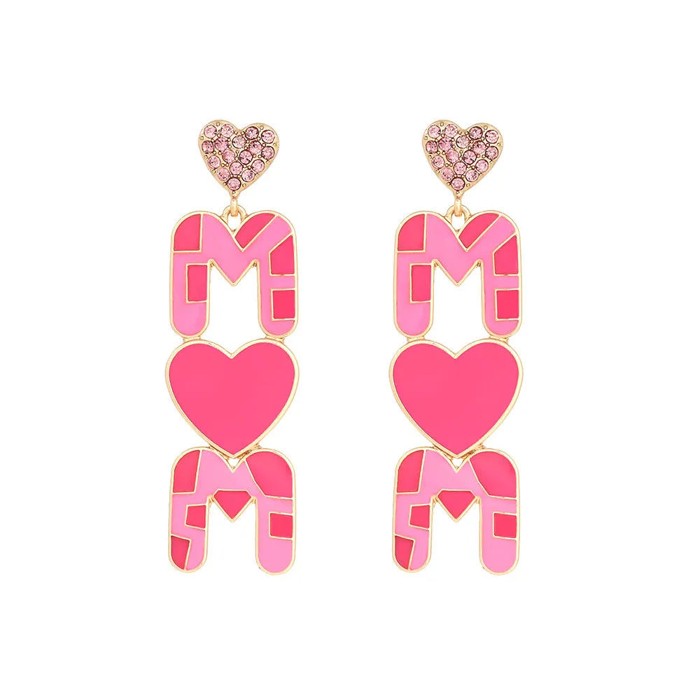 Wholesale Cow Print Mom Love Letter Alloy Earrings