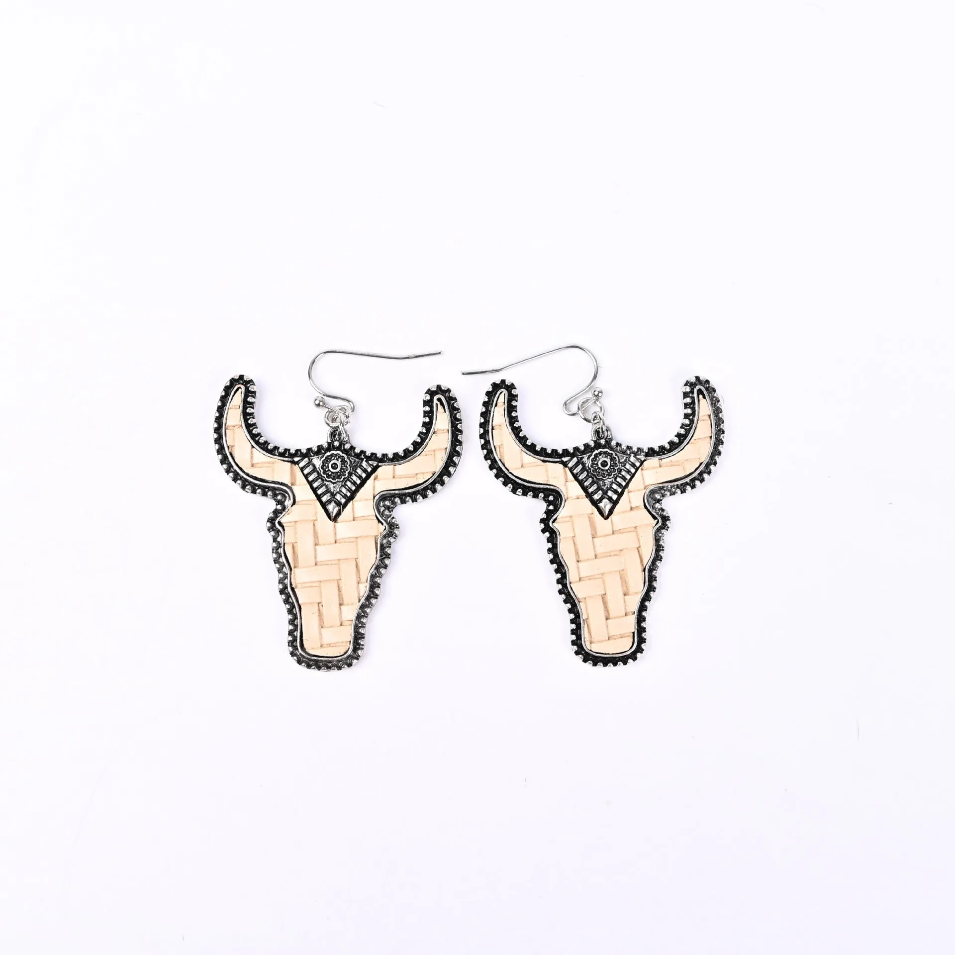 Wholesale Cowhead Western Denim Alloy Earrings