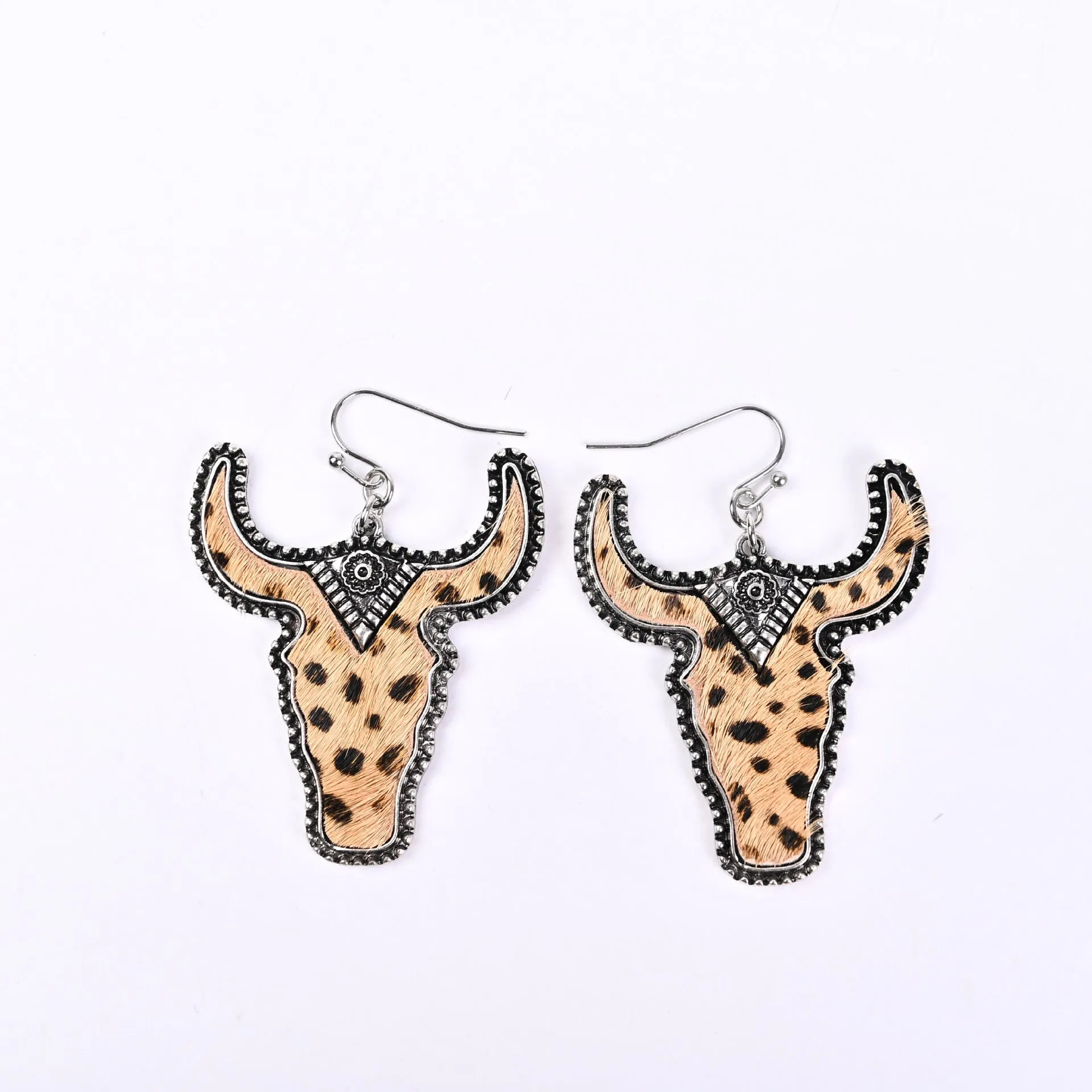 Wholesale Cowhead Western Denim Alloy Earrings