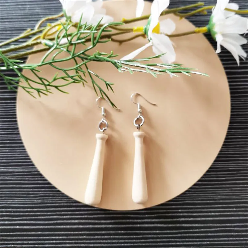 Wholesale Creative Ball Shaped Wooden Asymmetrical Earrings