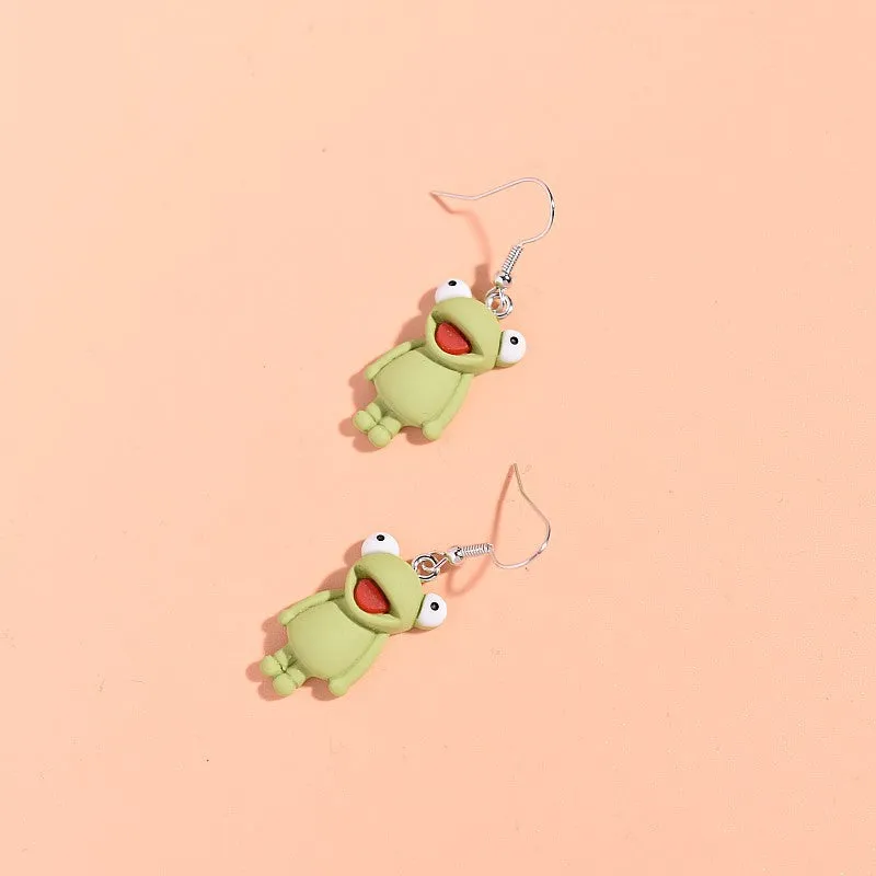 Wholesale Creative Cartoon Resin Frog Earrings