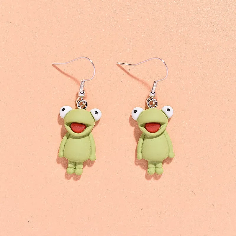 Wholesale Creative Cartoon Resin Frog Earrings