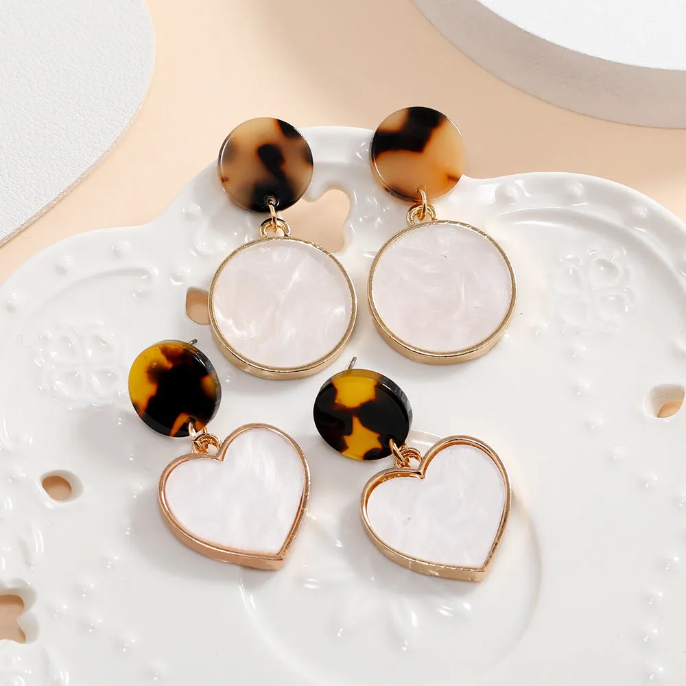 Wholesale Creative Color Matching Metal Personality Heart-shaped Versatile Earrings