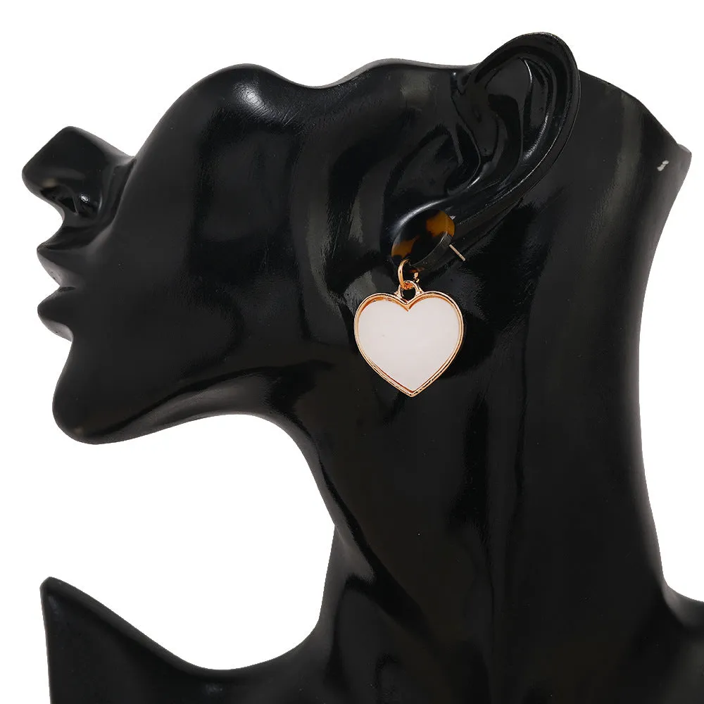 Wholesale Creative Color Matching Metal Personality Heart-shaped Versatile Earrings