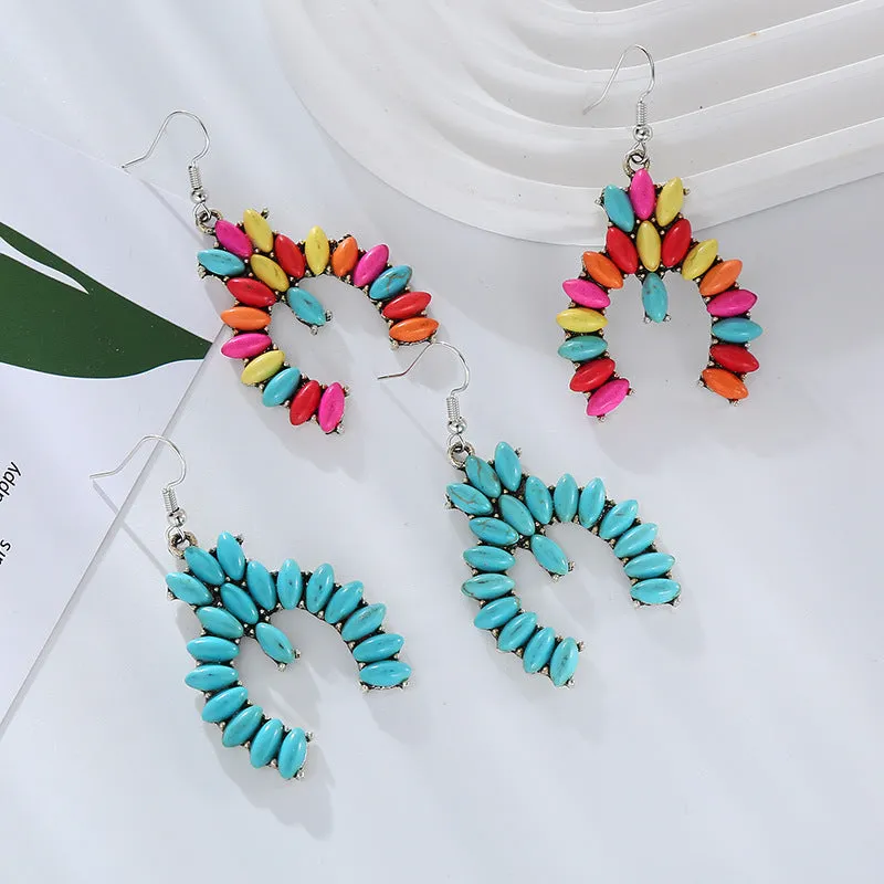 Wholesale Creative Colorful Turquoise Boho Ethnic Style Earrings