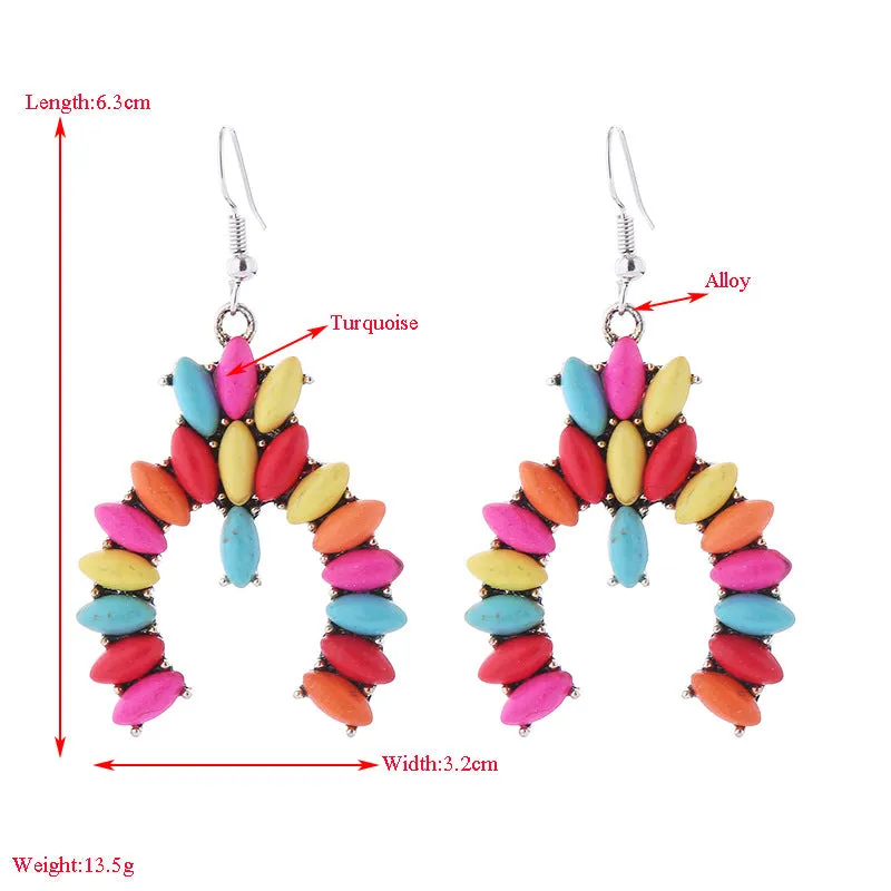 Wholesale Creative Colorful Turquoise Boho Ethnic Style Earrings