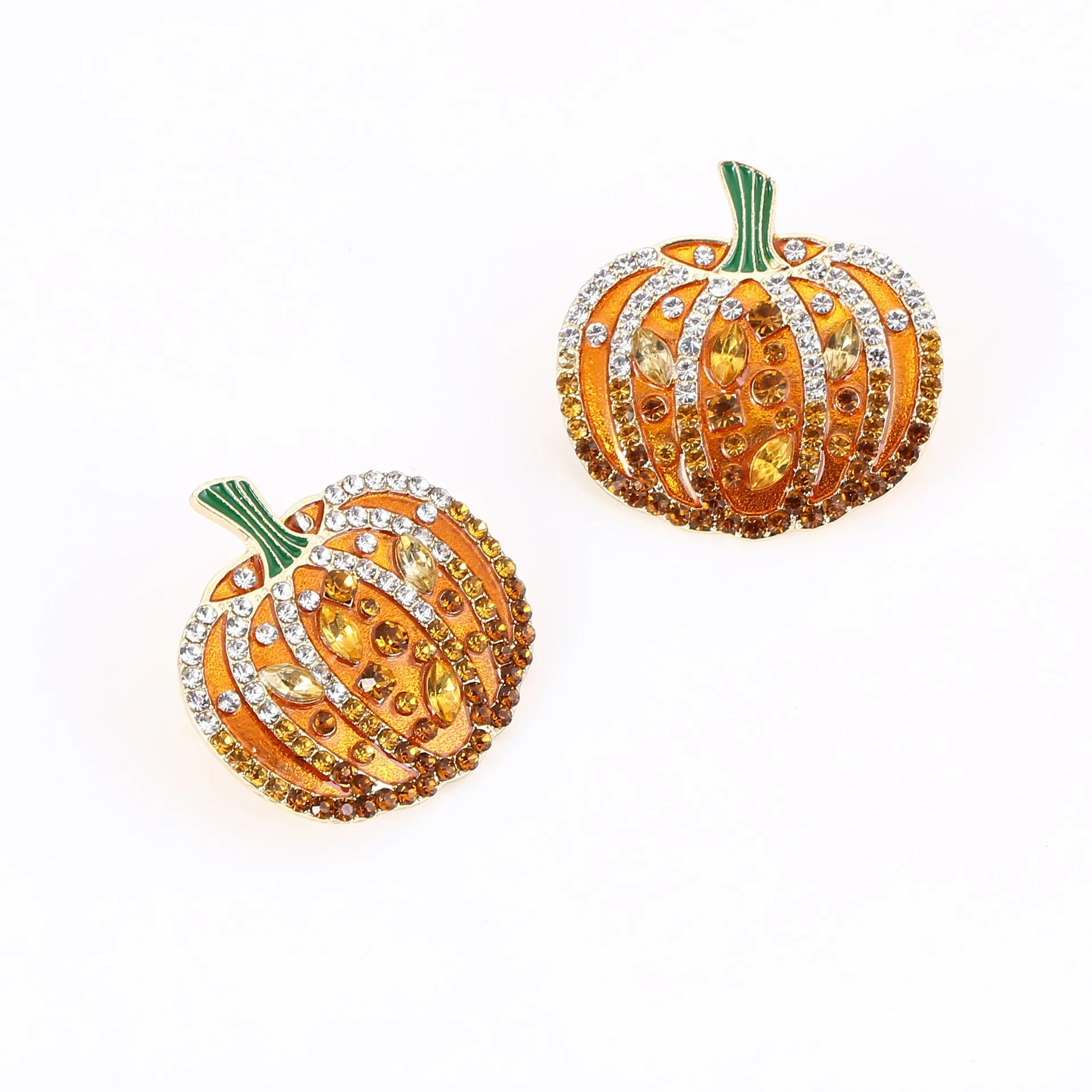 Wholesale Creative Exaggerated Rhinestone Pumpkin Pattern Alloy Earrings