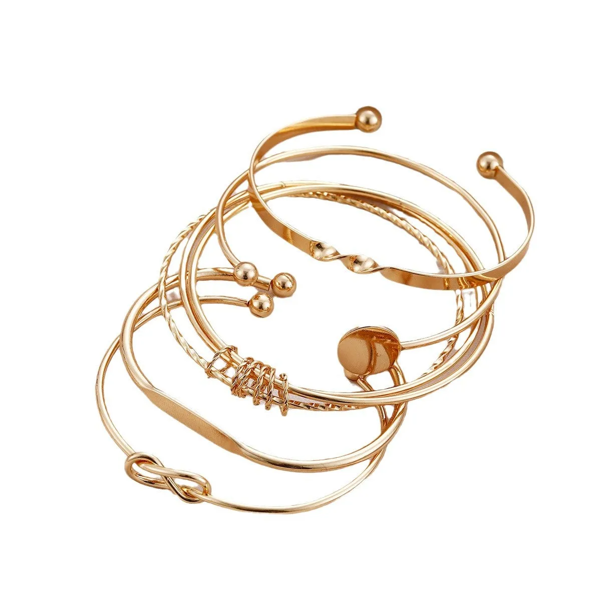 Wholesale Creative geometric smooth open knot bracelet 5-piece set