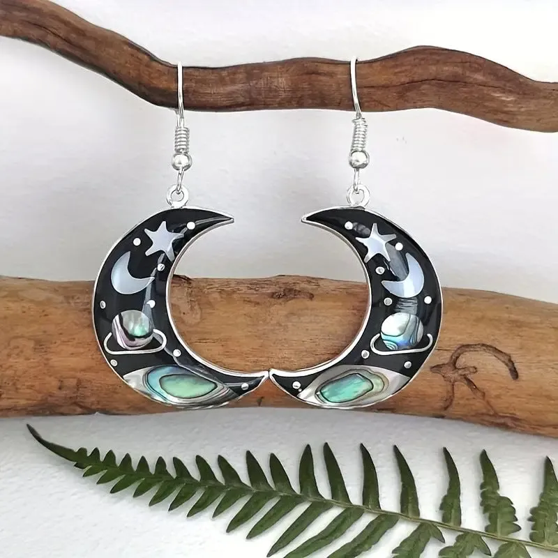 Wholesale Creative Moon Crystal Earrings Starry Sky Pendant Earrings
