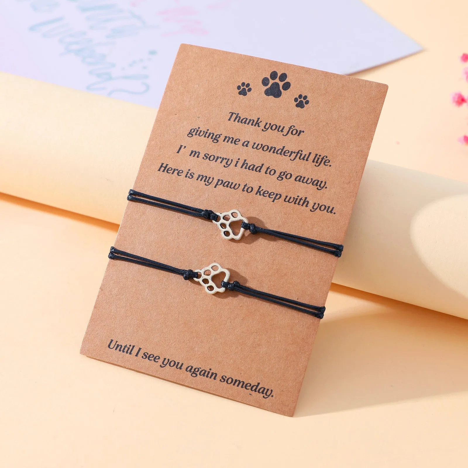 Wholesale Creative multi-color cat paw print hand-woven blessing bracelet
