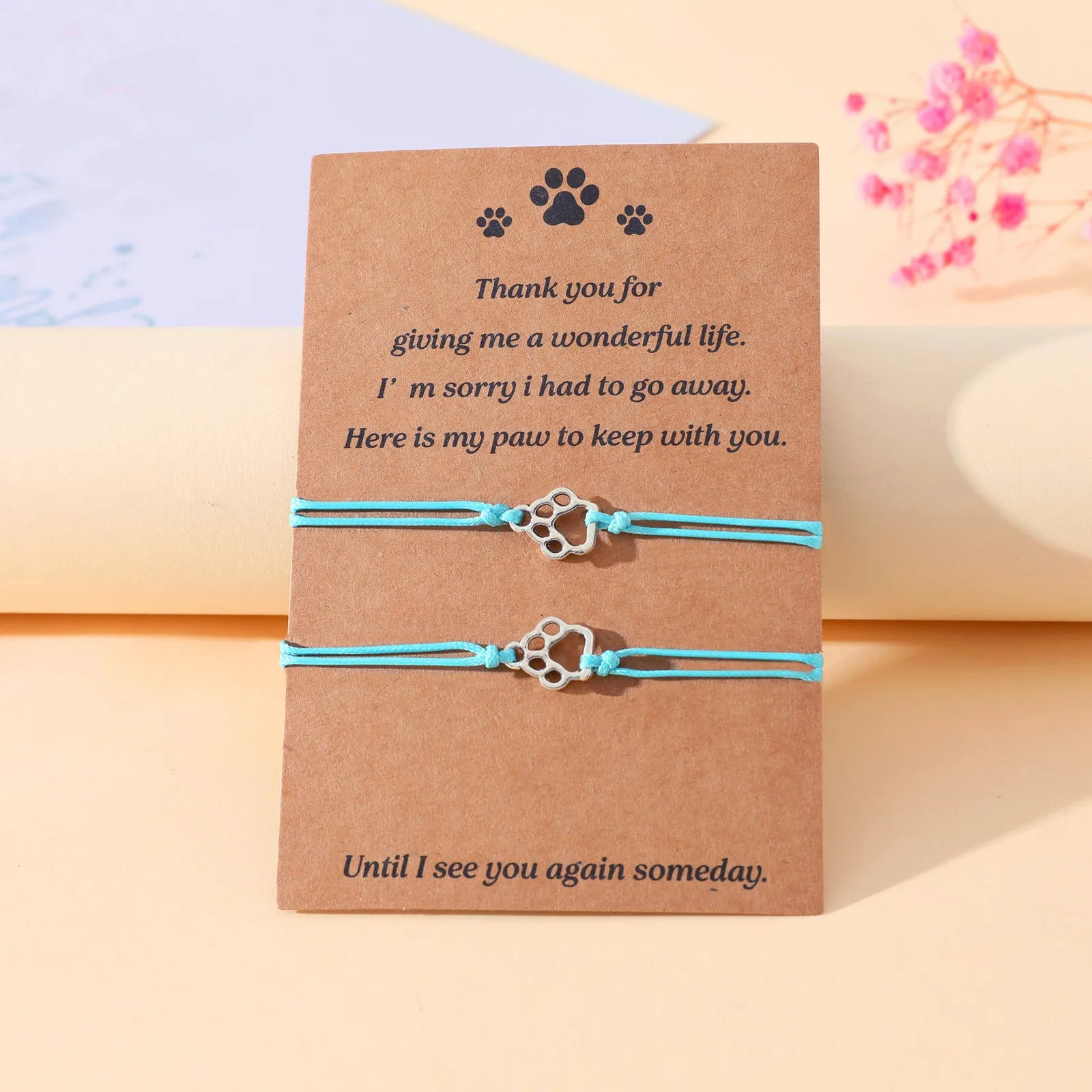 Wholesale Creative multi-color cat paw print hand-woven blessing bracelet