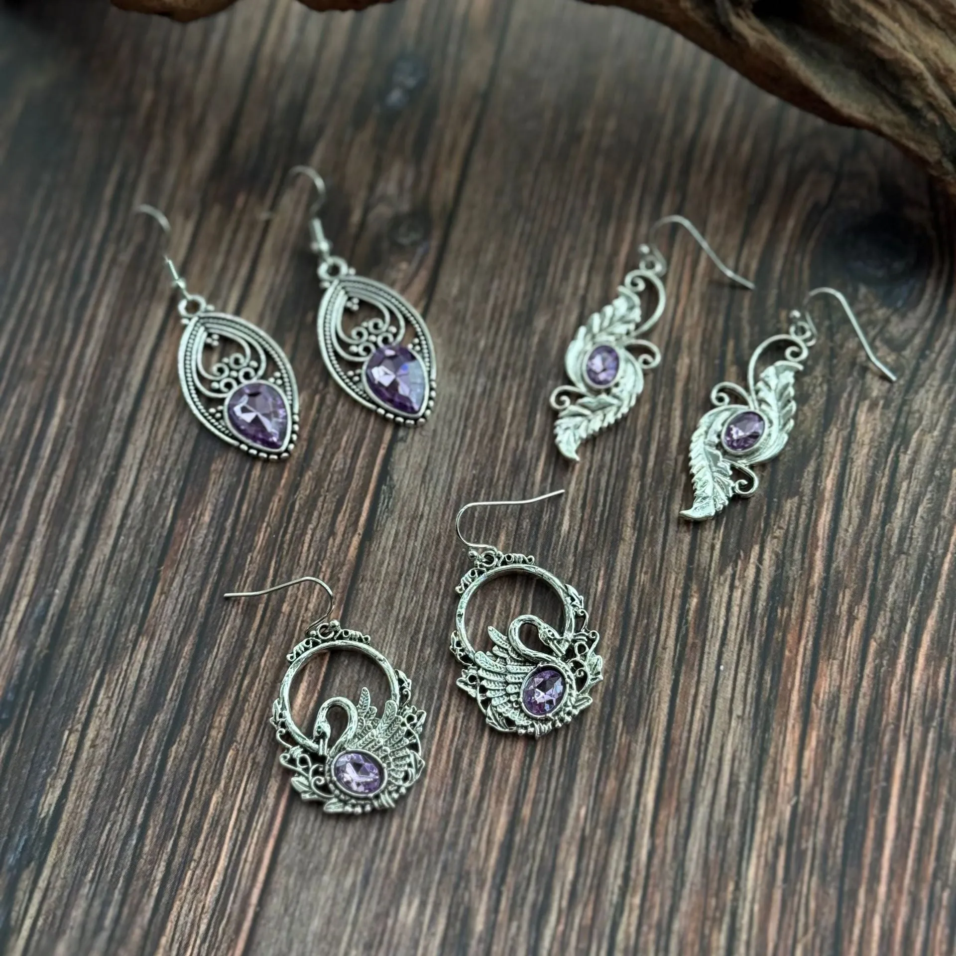 Wholesale Creative Retro Diamond-studded Personality Simple Distressed Multi-style Combination Set Earrings