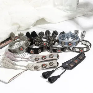 Wholesale Creative Rivet Alloy Woven Bracelets