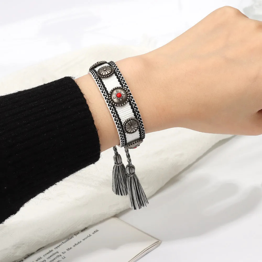 Wholesale Creative Rivet Alloy Woven Bracelets