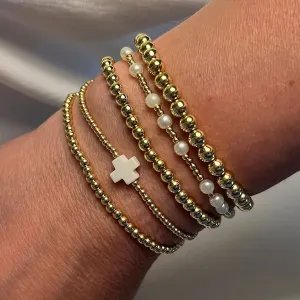 Wholesale Cross beaded bracelet 5-piece set niche design temperament stacking bracelet