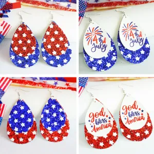 Wholesale Cross-border Independence Day Earrings Drop-shaped Festive Atmosphere Exaggerated Earrings