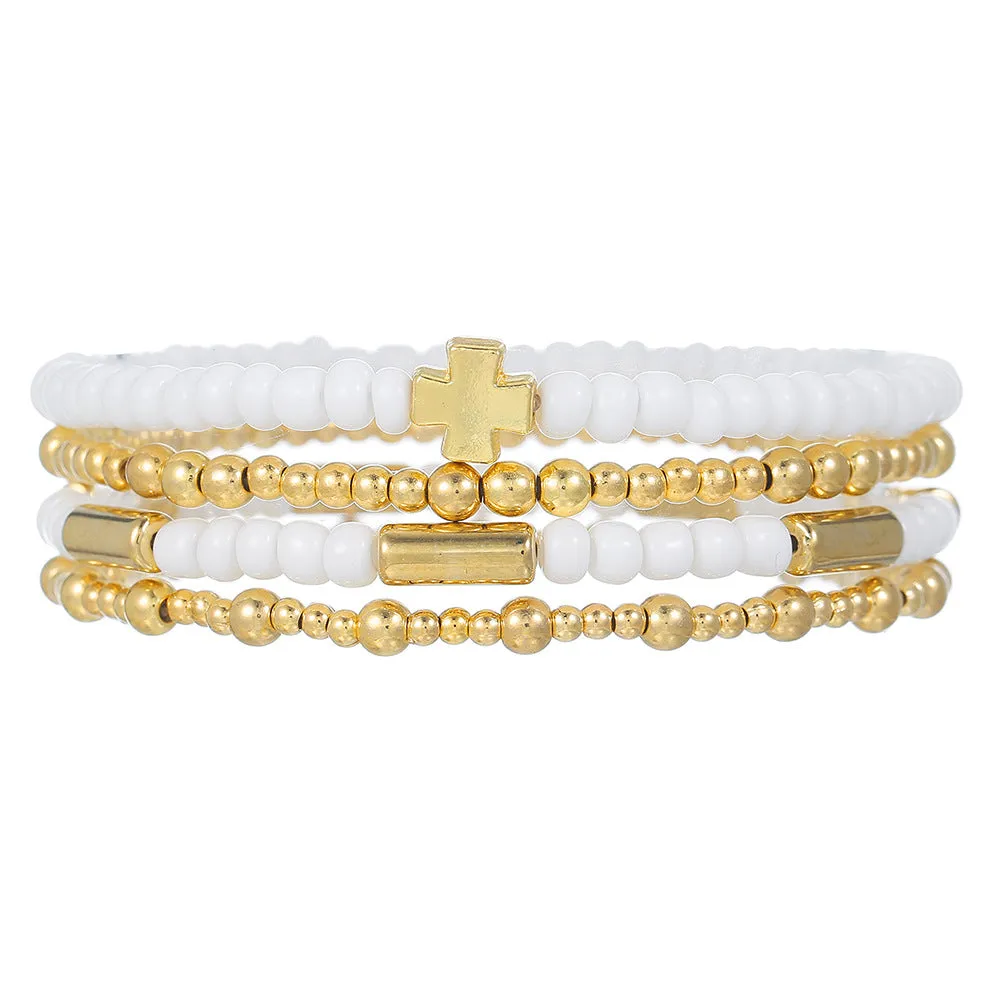 Wholesale  Cross Bracelet suit Sweet Cool Beaded Shell Pearl Bracelet