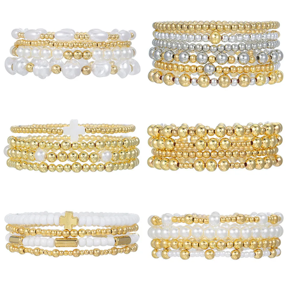 Wholesale  Cross Bracelet suit Sweet Cool Beaded Shell Pearl Bracelet