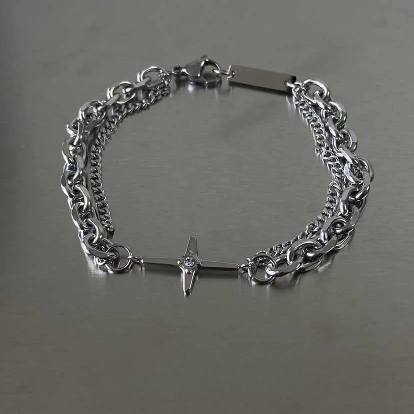 Wholesale Cross Diamond-encrusted Double-layer ins Design Hip-hop Simple All-match Accessories