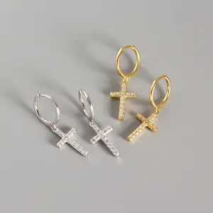Wholesale Cross Micro Diamond Earrings