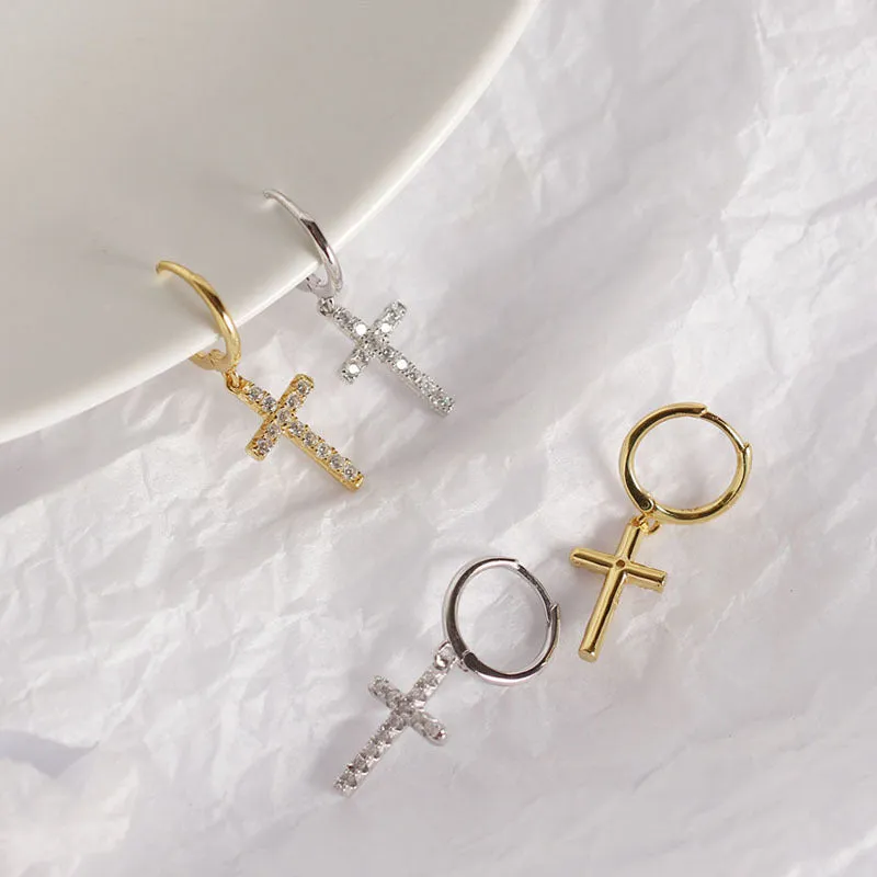 Wholesale Cross Micro Diamond Earrings
