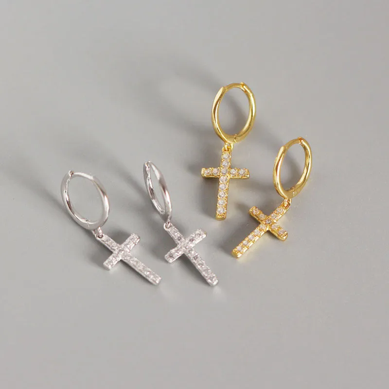 Wholesale Cross Micro Diamond Earrings