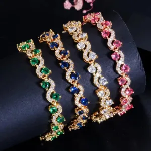 Wholesale Cross Super Flash Colorful Zircon Full Diamond Bracelet