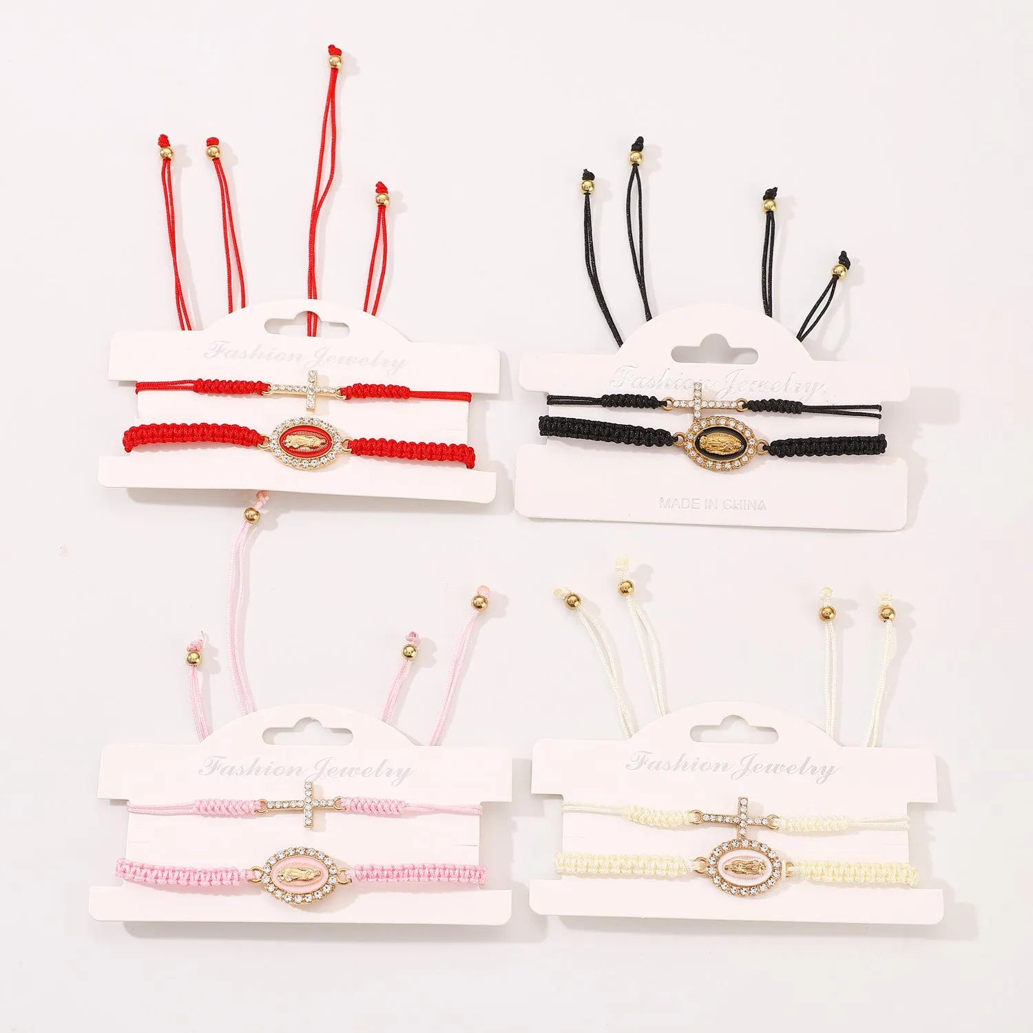 Wholesale Cross two-piece hand-woven adjustable bracelet