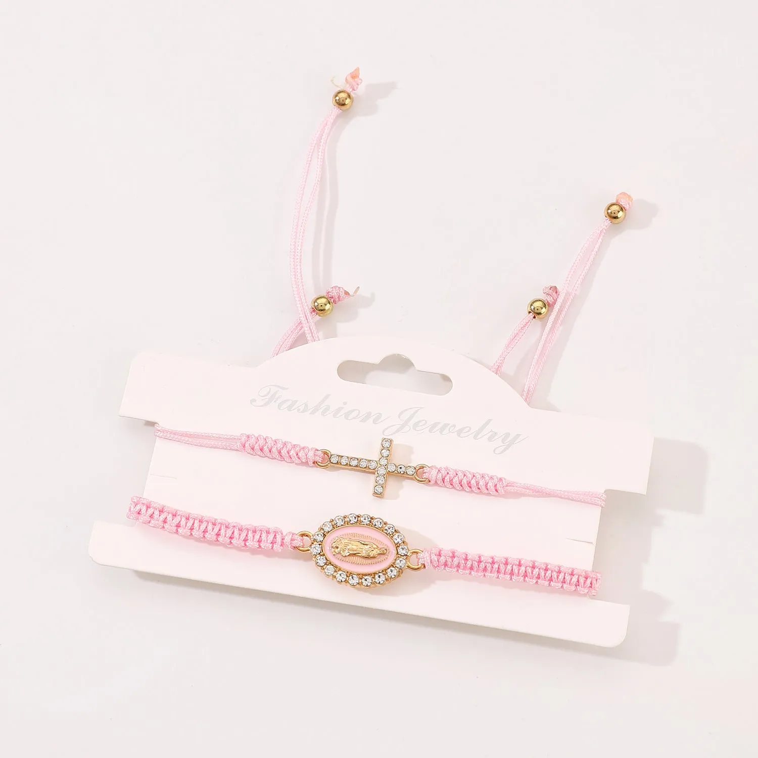 Wholesale Cross two-piece hand-woven adjustable bracelet