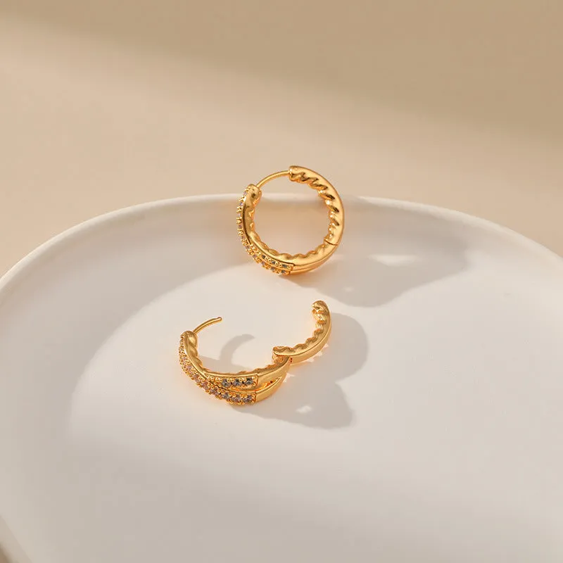 Wholesale Cross Wrap Small Gold Plated Earrings