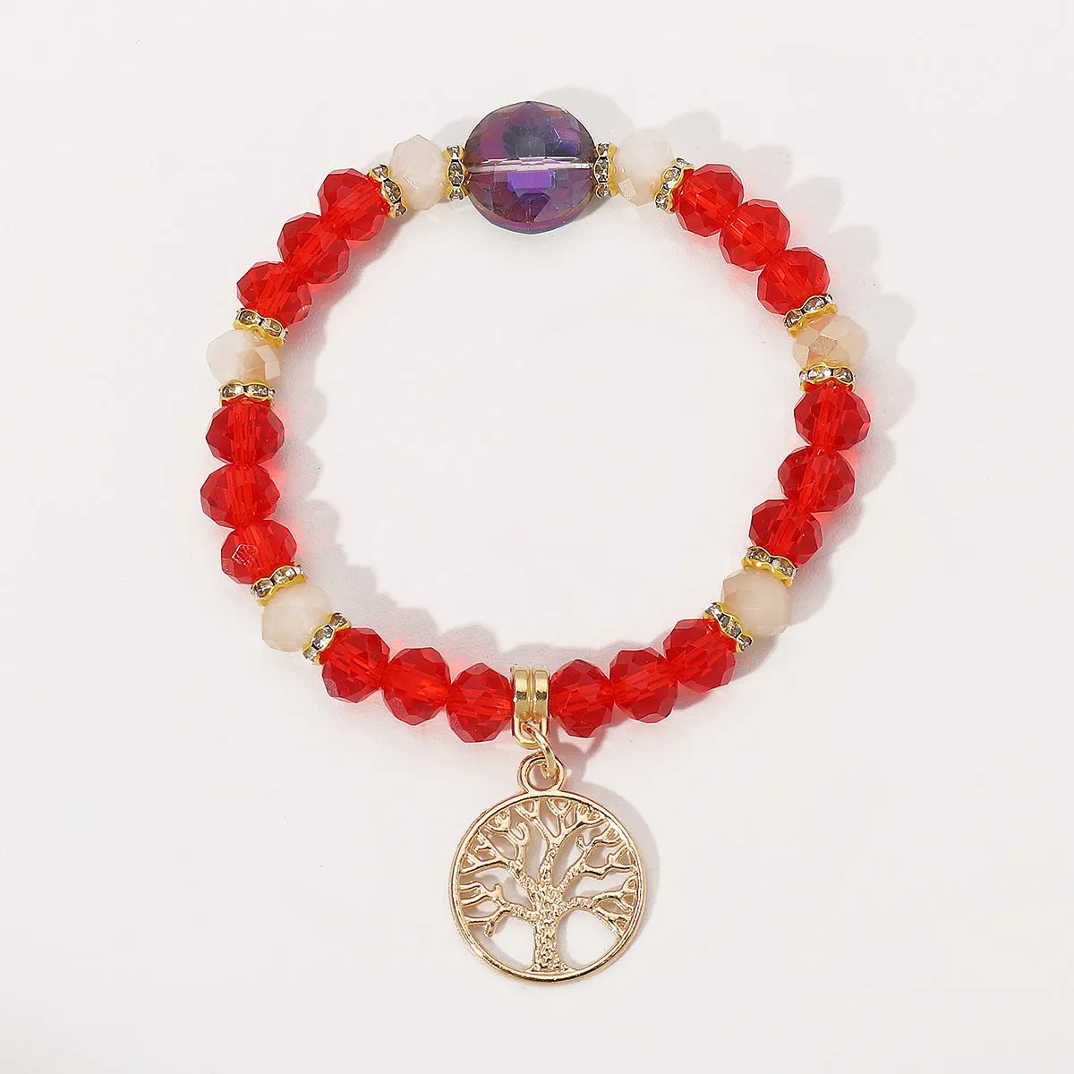 Wholesale Crystal Design Sense Tree of Life Beaded Bracelet for Birth Year