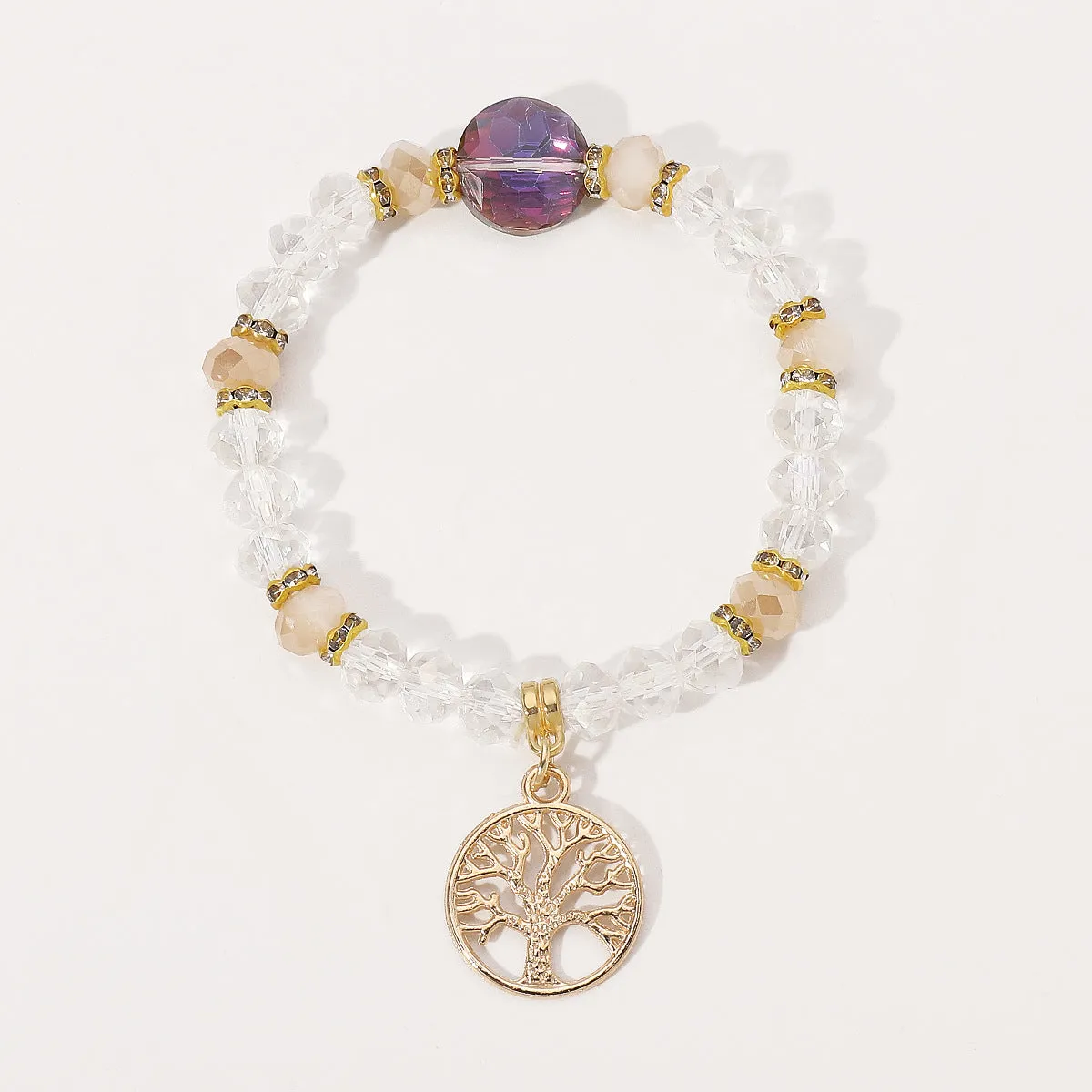 Wholesale Crystal Design Sense Tree of Life Beaded Bracelet for Birth Year