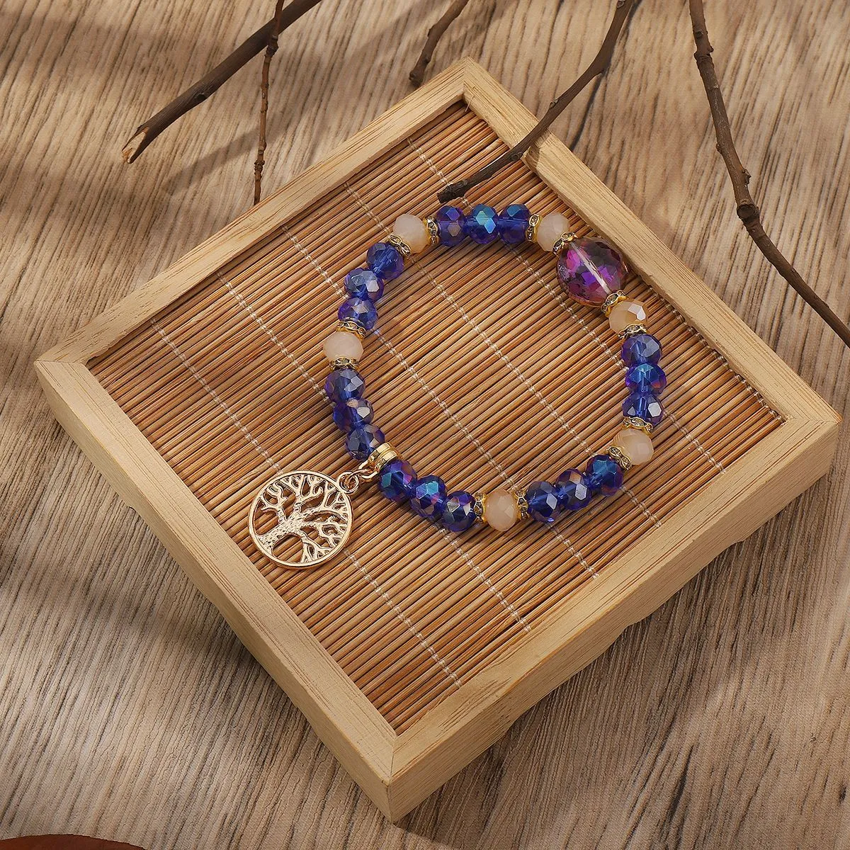 Wholesale Crystal Design Sense Tree of Life Beaded Bracelet for Birth Year