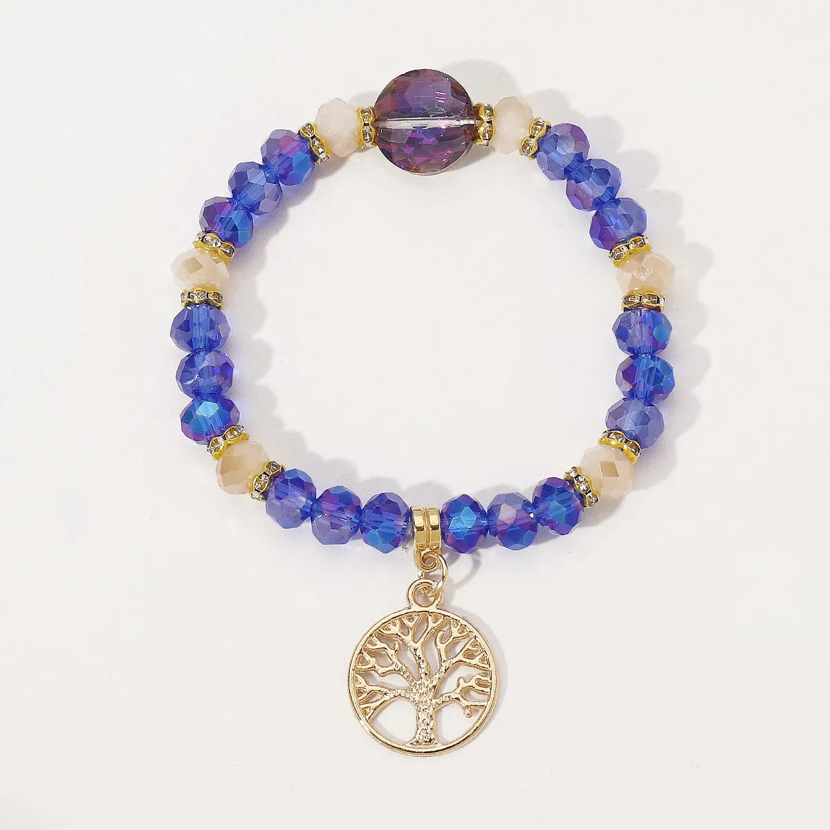 Wholesale Crystal Design Sense Tree of Life Beaded Bracelet for Birth Year