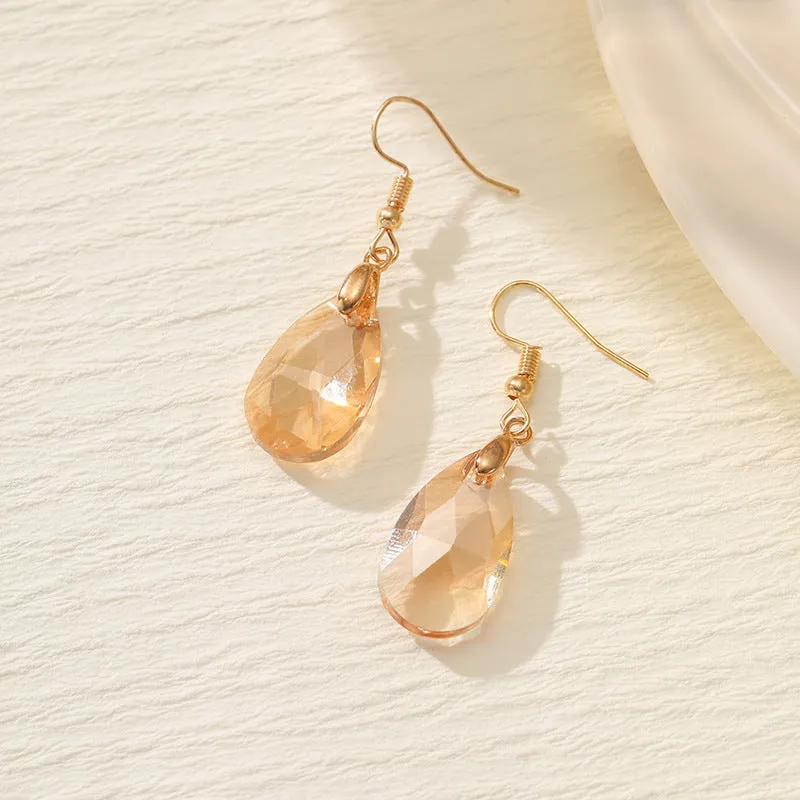 Wholesale Crystal High-grade Long Geometric Water Drop Fashion Light Luxury Colorful Zircon Earrings