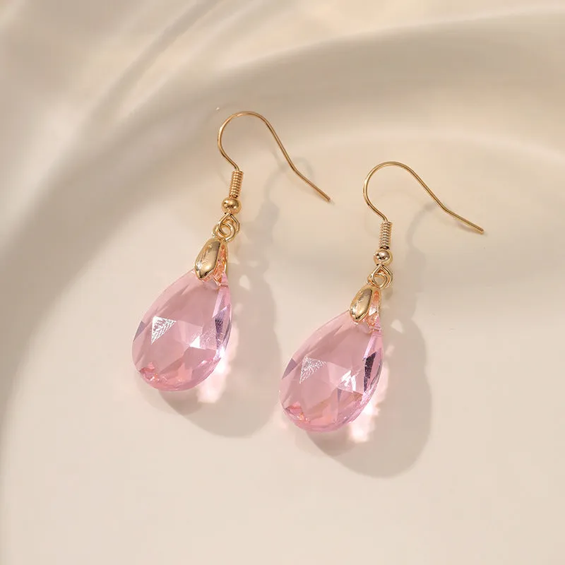 Wholesale Crystal High-grade Long Geometric Water Drop Fashion Light Luxury Colorful Zircon Earrings
