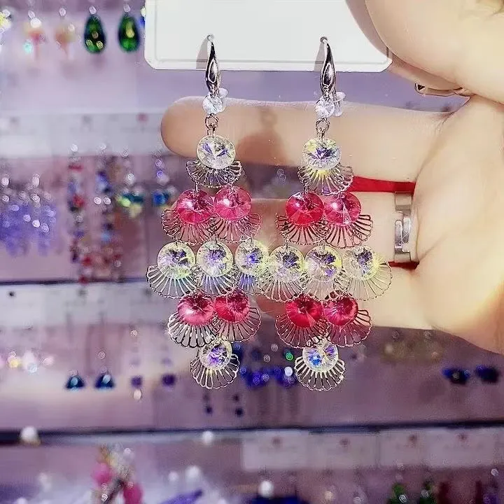 Wholesale Crystal Vintage Tassel Long Earrings