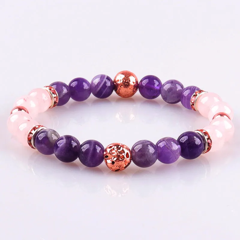 Wholesale Crystal White Turquoise Colorful Double Layer Pink Zebra Magnet Bracelet