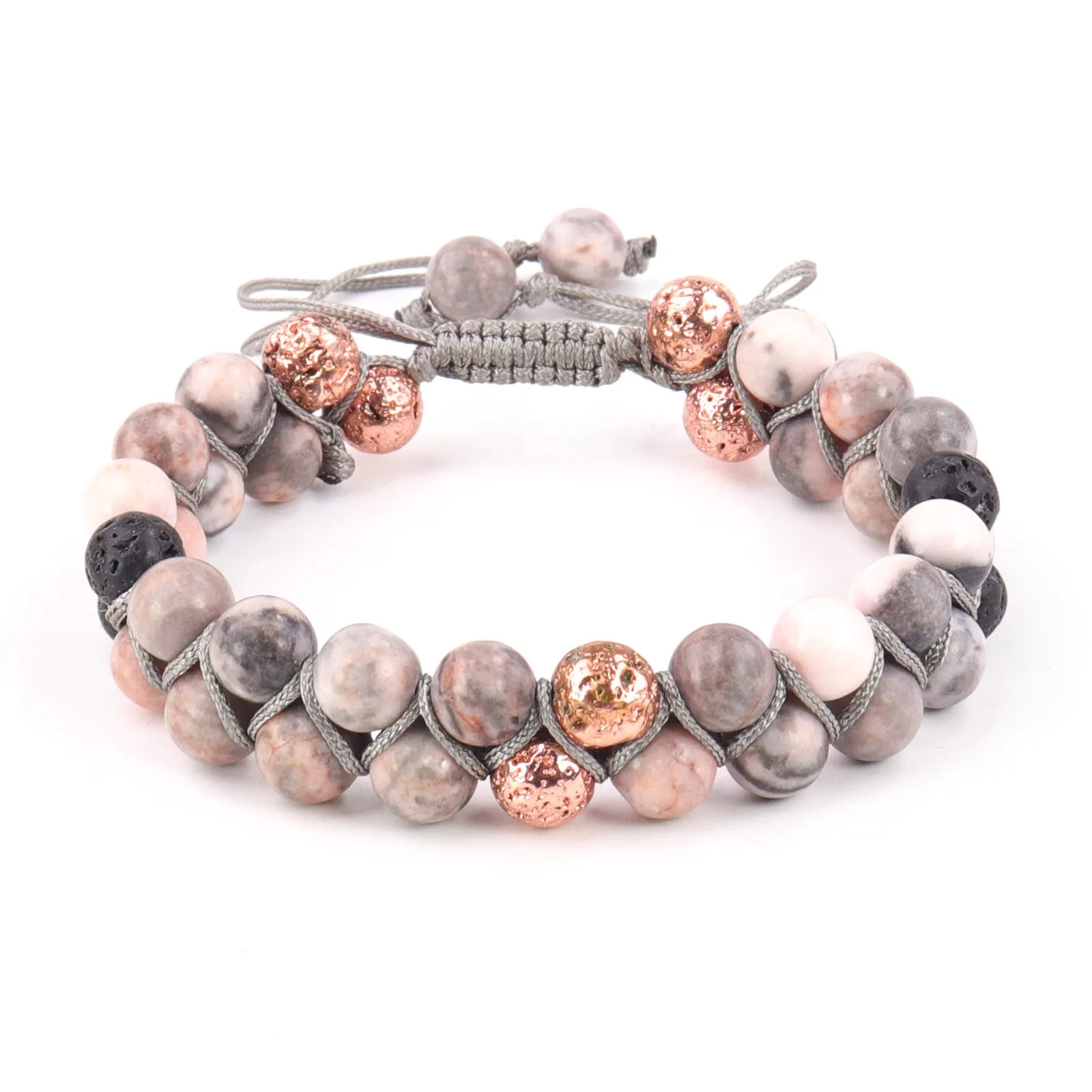Wholesale Crystal White Turquoise Colorful Double Layer Pink Zebra Magnet Bracelet