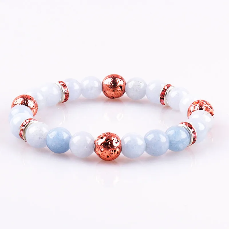 Wholesale Crystal White Turquoise Colorful Double Layer Pink Zebra Magnet Bracelet
