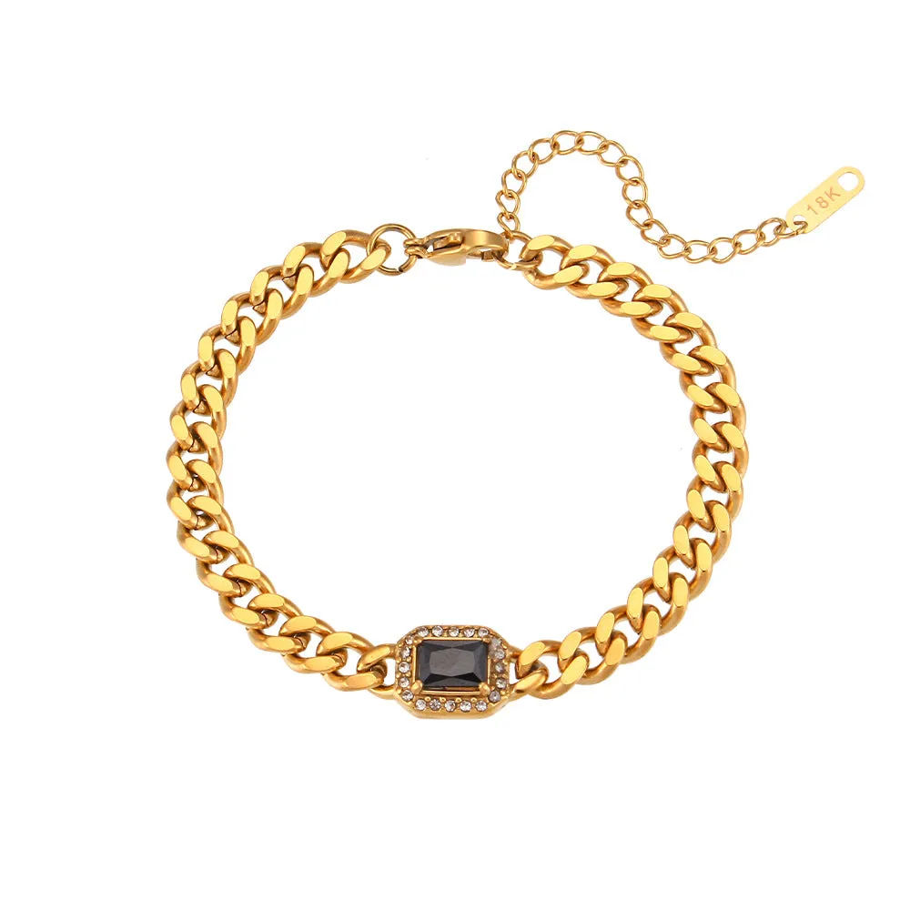 Wholesale  Cuban Zircon Stainless Steel Bracelet