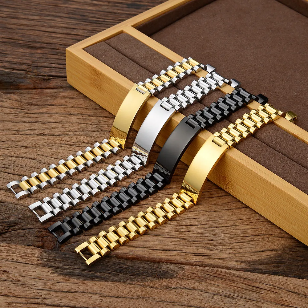 Wholesale Curved Titanium Steel Bracelet Chain