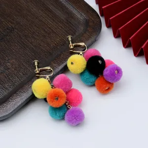Wholesale Cute Colorful Fur Ball Earrings