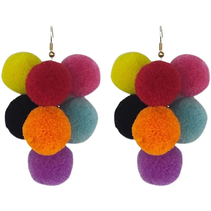Wholesale Cute Colorful Fur Ball Earrings