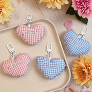 Wholesale Cute cotton three-dimensional plaid love key chain schoolbag  bag accessories