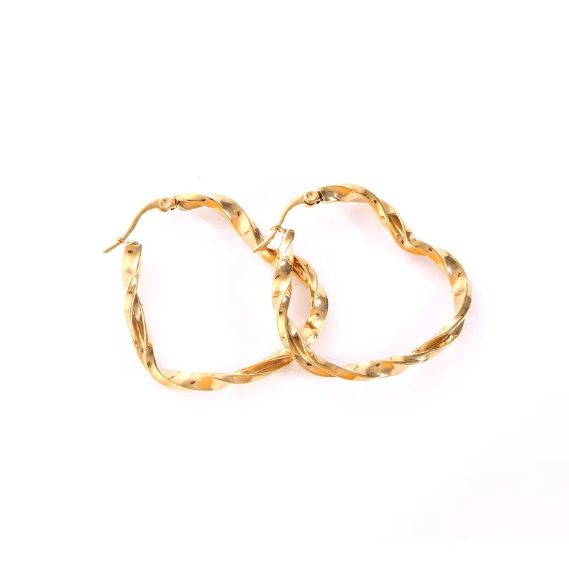 Wholesale Cute Heart Twist Twisted Stainless Steel Earrings